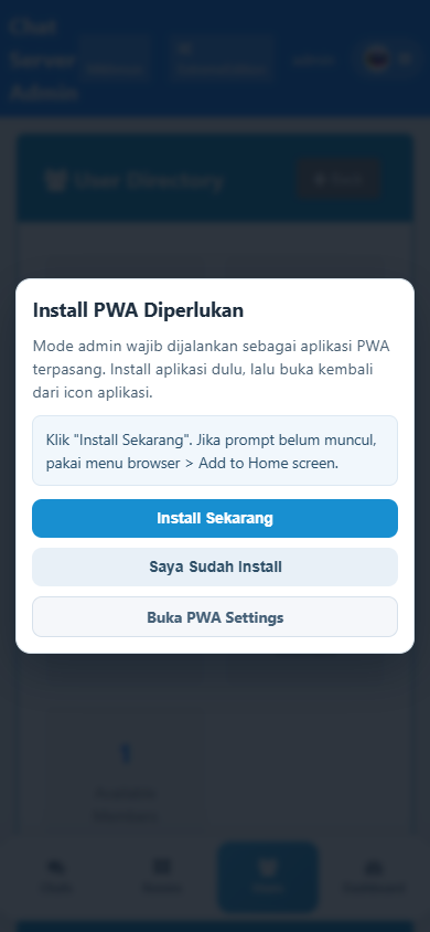 Halaman manajemen user chat
