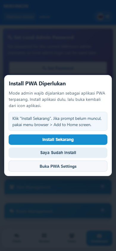 Banner setup local admin password pertama