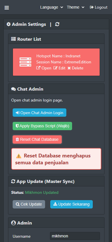 Form add router untuk setup session extreme edition